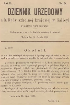 Dziennik Urzędowy C. K. Rady Szkolnej Krajowej w Galicyi w Zakresie Szkół Ludowych. 1898, nr 28