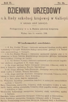 Dziennik Urzędowy C. K. Rady Szkolnej Krajowej w Galicyi w Zakresie Szkół Ludowych. 1898, nr 30