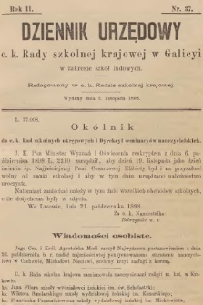 Dziennik Urzędowy C. K. Rady Szkolnej Krajowej w Galicyi w Zakresie Szkół Ludowych. 1898, nr 37