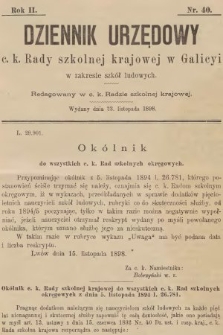 Dziennik Urzędowy C. K. Rady Szkolnej Krajowej w Galicyi w Zakresie Szkół Ludowych. 1898, nr 40