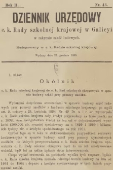 Dziennik Urzędowy C. K. Rady Szkolnej Krajowej w Galicyi w Zakresie Szkół Ludowych. 1898, nr 43
