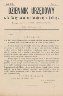 Dziennik Urzędowy c. k. Rady szkolnej krajowej w Galicyi. 1903, nr 7
