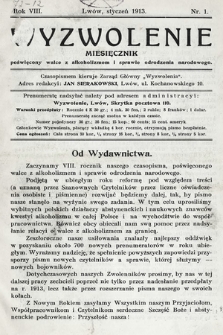 Wyzwolenie : miesięcznik poświęcony walce z alkoholizmem i sprawie odrodzenia narodowego. 1913, nr 1