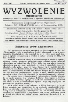 Wyzwolenie : miesięcznik poświęcony walce z alkoholizmem i sprawie odrodzenia narodowego. 1913, nr 8-9