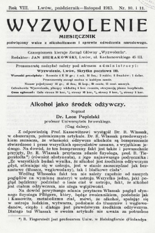 Wyzwolenie : miesięcznik poświęcony walce z alkoholizmem i sprawie odrodzenia narodowego. 1913, nr 10-11