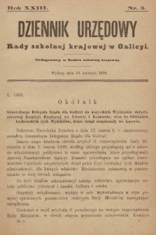 Dziennik Urzędowy Rady Szkolnej Krajowej w Galicji. 1919, nr 3