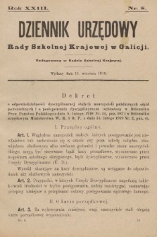 Dziennik Urzędowy Rady Szkolnej Krajowej w Galicji. 1919, nr 8