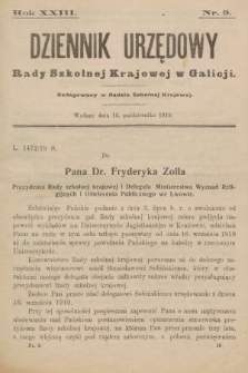 Dziennik Urzędowy Rady Szkolnej Krajowej w Galicji. 1919, nr 9