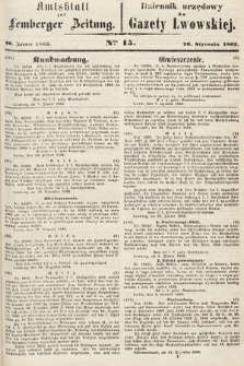 Amtsblatt zur Lemberger Zeitung = Dziennik Urzędowy do Gazety Lwowskiej. 1863, nr 15