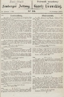 Amtsblatt zur Lemberger Zeitung = Dziennik Urzędowy do Gazety Lwowskiej. 1863, nr 34