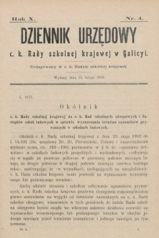 Dziennik Urzędowy c. k. Rady szkolnej krajowej w Galicyi. 1906, nr 4
