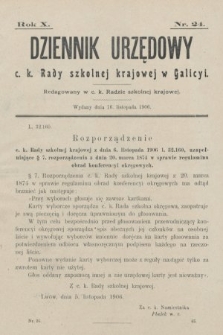Dziennik Urzędowy c. k. Rady szkolnej krajowej w Galicyi. 1906, nr 24