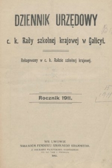 Dziennik Urzędowy c. k. Rady szkolnej krajowej w Galicyi. 1911, spisy