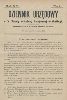 Dziennik Urzędowy c. k. Rady szkolnej krajowej w Galicyi. 1911, nr 1