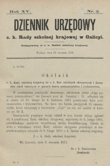 Dziennik Urzędowy c. k. Rady szkolnej krajowej w Galicyi. 1911, nr 2