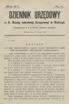 Dziennik Urzędowy c. k. Rady szkolnej krajowej w Galicyi. 1911, nr 4