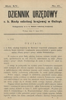 Dziennik Urzędowy c. k. Rady szkolnej krajowej w Galicyi. 1911, nr 17