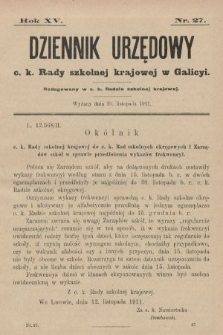 Dziennik Urzędowy c. k. Rady szkolnej krajowej w Galicyi. 1911, nr 27