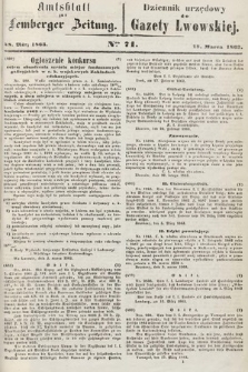 Amtsblatt zur Lemberger Zeitung = Dziennik Urzędowy do Gazety Lwowskiej. 1863, nr 71