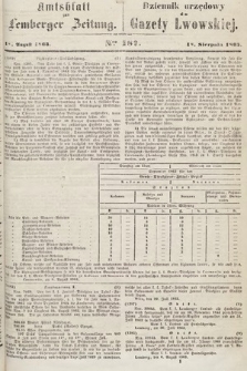 Amtsblatt zur Lemberger Zeitung = Dziennik Urzędowy do Gazety Lwowskiej. 1863, nr 187