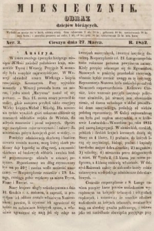 Miesięcznik : obraz dziejów bieżących. 1852, nr 3