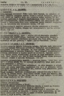Poufny Wewnętrzny Biuletyn Radiowy Oddziału PAT w Jerozolimie. 1943, nr 49