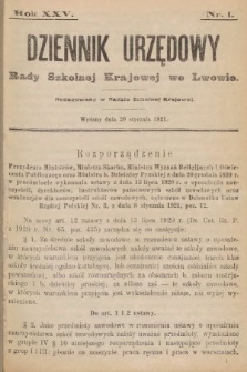 Dziennik Urzędowy Rady Szkolnej Krajowej we Lwowie. 1921, nr 1