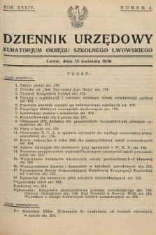 Dziennik Urzędowy Kuratorjum Okręgu Szkolnego Lwowskiego. 1930, nr 4
