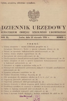 Dziennik Urzędowy Kuratorjum Okręgu Szkolnego Lwowskiego. 1936, nr 1