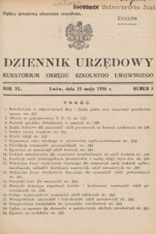 Dziennik Urzędowy Kuratorjum Okręgu Szkolnego Lwowskiego. 1936, nr 5