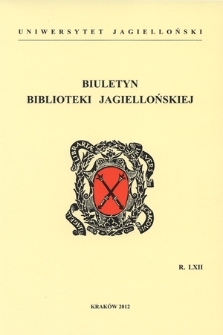 The Jagiellonian Library Bulletin. Vol. 62, 2012 [entirety]