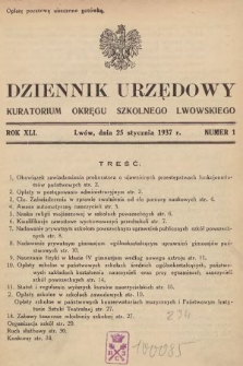 Dziennik Urzędowy Kuratorium Okręgu Szkolnego Lwowskiego. 1937, nr 1