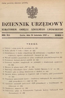 Dziennik Urzędowy Kuratorium Okręgu Szkolnego Lwowskiego. 1937, nr 4