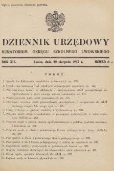 Dziennik Urzędowy Kuratorium Okręgu Szkolnego Lwowskiego. 1937, nr 8