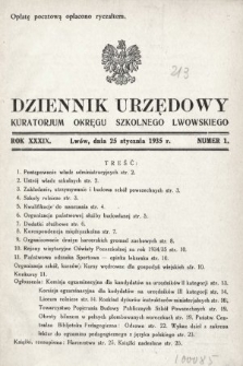Dziennik Urzędowy Kuratorjum Okręgu Szkolnego Lwowskiego. 1935, nr 1