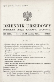Dziennik Urzędowy Kuratorjum Okręgu Szkolnego Lwowskiego. 1935, nr 4