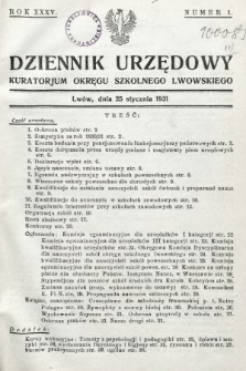 Dziennik Urzędowy Kuratorjum Okręgu Szkolnego Lwowskiego. 1931, nr 1