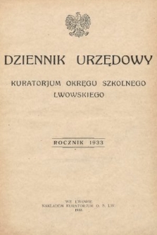 Dziennik Urzędowy Kuratorjum Okręgu Szkolnego Lwowskiego. 1933, indeks