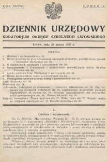 Dziennik Urzędowy Kuratorjum Okręgu Szkolnego Lwowskiego. 1933, nr 3