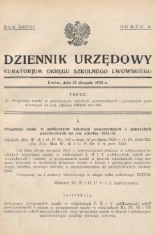 Dziennik Urzędowy Kuratorjum Okręgu Szkolnego Lwowskiego. 1933, nr 8
