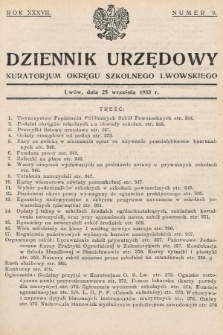 Dziennik Urzędowy Kuratorjum Okręgu Szkolnego Lwowskiego. 1933, nr 9