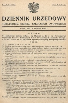 Dziennik Urzędowy Kuratorjum Okręgu Szkolnego Lwowskiego. 1934, nr 4