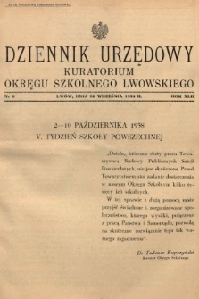 Dziennik Urzędowy Kuratorium Okręgu Szkolnego Lwowskiego. 1938, nr 9