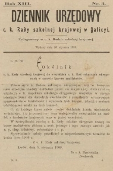 Dziennik Urzędowy c. k. Rady szkolnej krajowej w Galicyi. 1909, nr 3