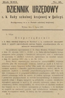 Dziennik Urzędowy c. k. Rady szkolnej krajowej w Galicyi. 1909, nr 21