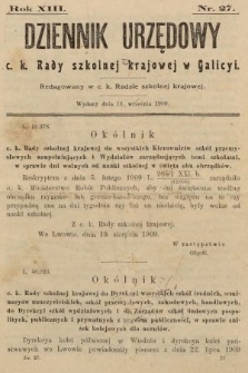 Dziennik Urzędowy c. k. Rady szkolnej krajowej w Galicyi. 1909, nr 27