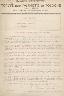Bulletin d'Information du Comité pour l'Amnistié en Pologne. 1928, nr 16