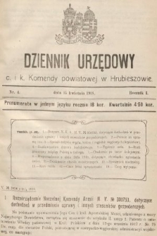 Dziennik Urzędowy C. i K. Komendy Powiatowej w Hrubieszowie. 1918, nr 4