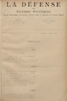 La Défense des Victimes Politiques : bulletin hebdomadaire des Groupes d'Action contre la Répression et la Terreur blanche. 1926, no 16
