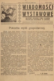 Wiadomości Wystawowe Wystawy Ruchomej Prób i Wzorów Przemysłu Krajowego w Łańcucie. 1930, nr 1